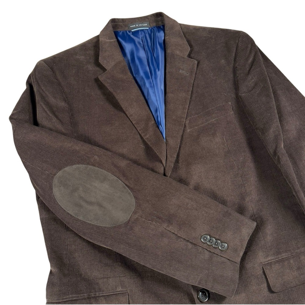 Tommy Hilfiger Corduroy Sport Coat Men's 42L Modern-Fit Willow Brown Elbow Patch